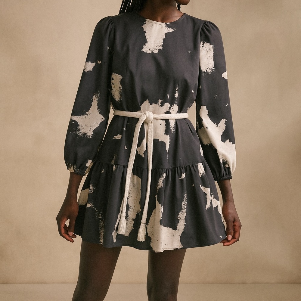 Alexis by Target Animal Print Long Sleeve Belted Dress Size 2X